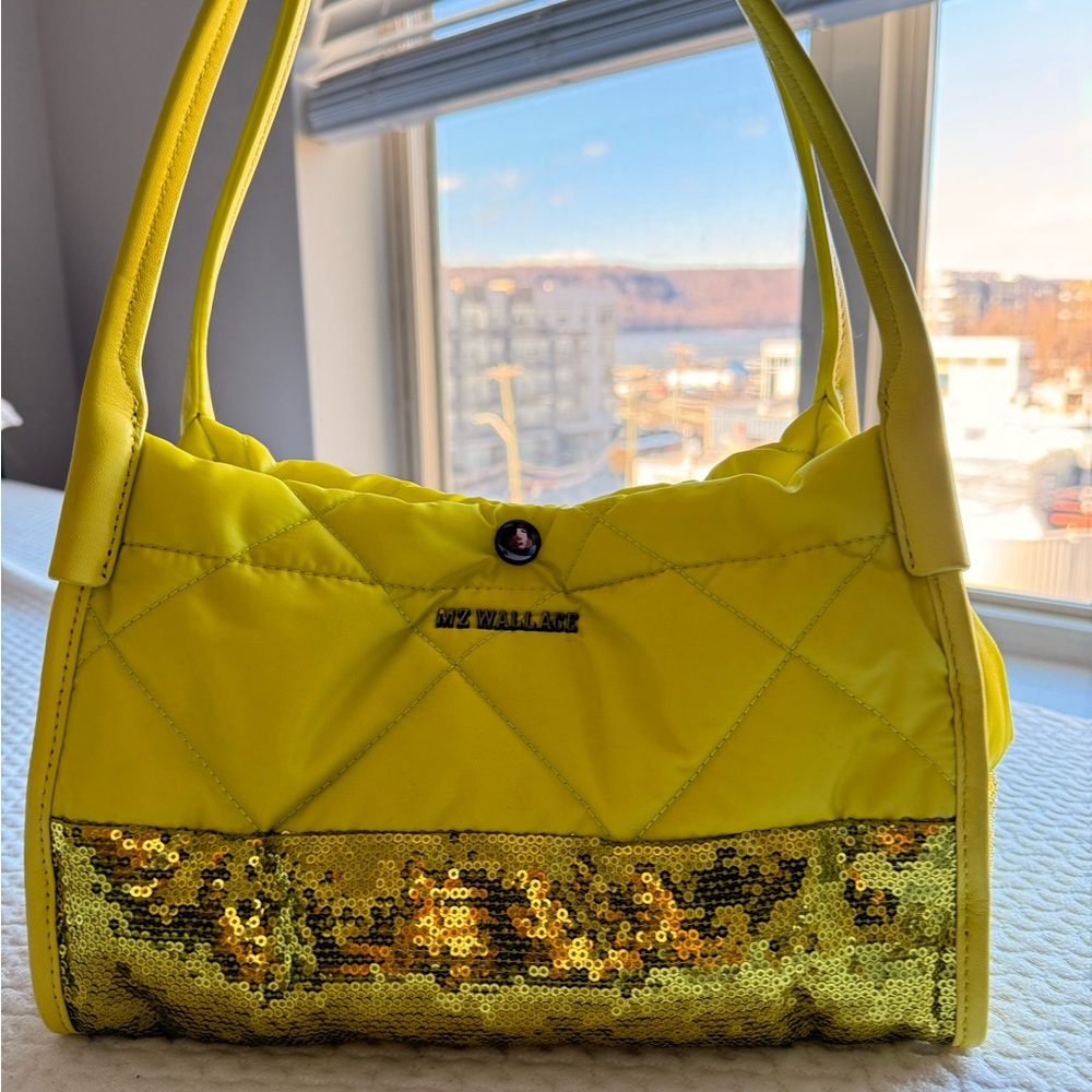 MZ Wallace Yellow Shoulder Bag with Sequin Detail